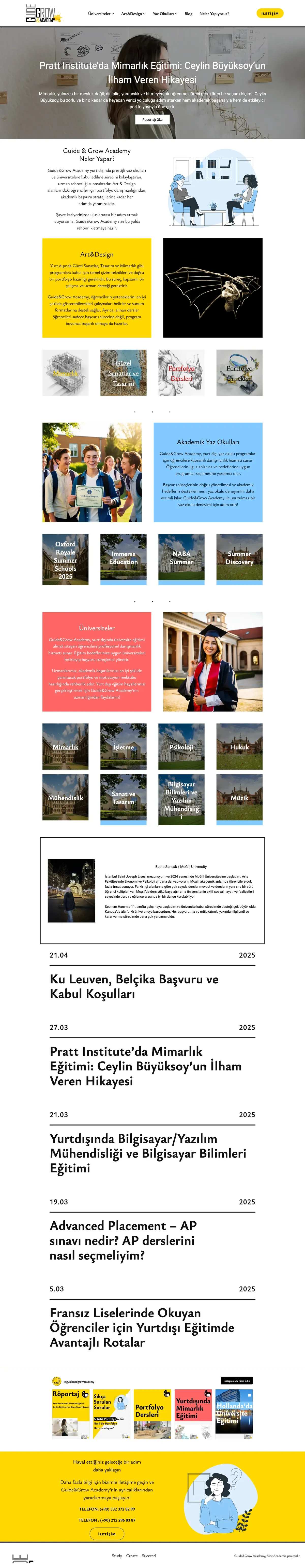 Guide & Grow Academy web sitesi