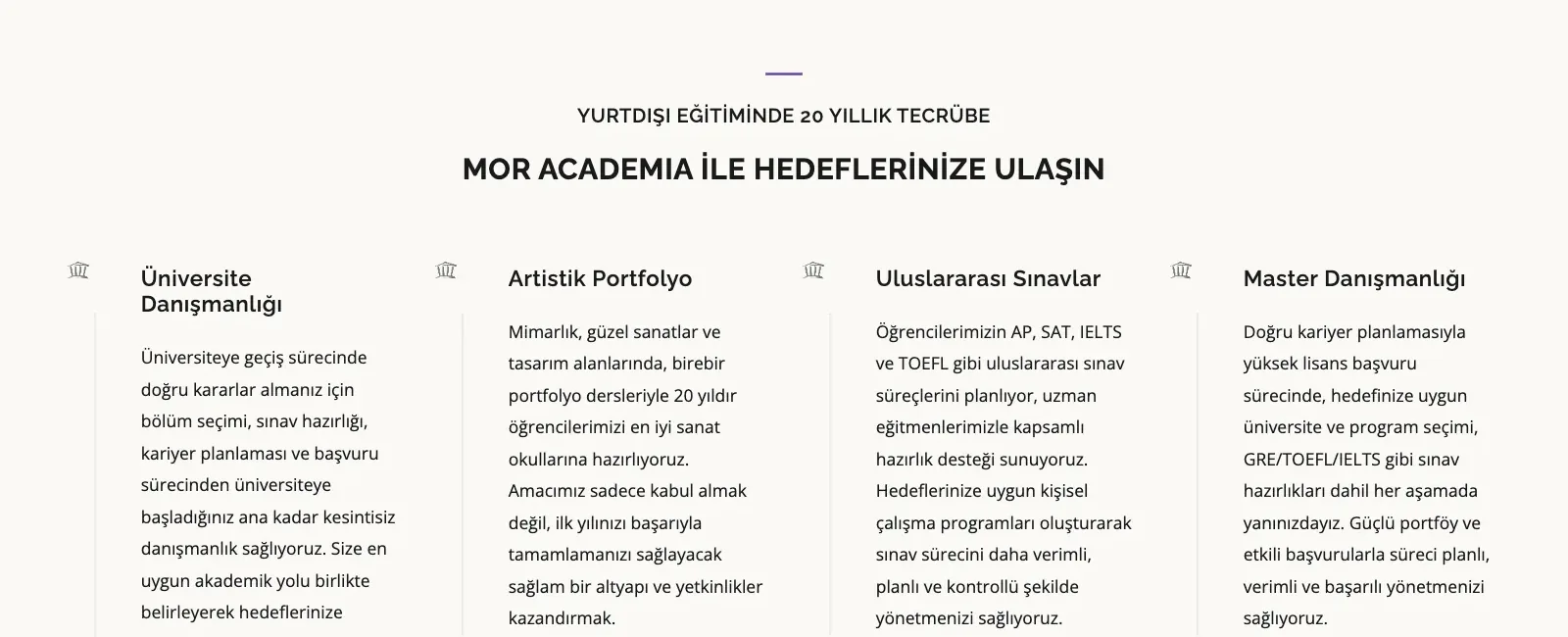 Mor Academia anasayfası: Hizmetler