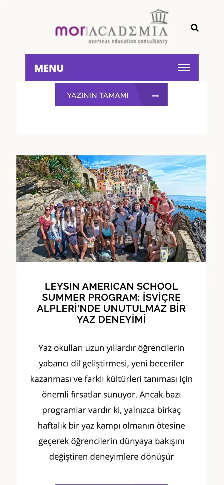 Mor Academia mobil: Blog kartları
