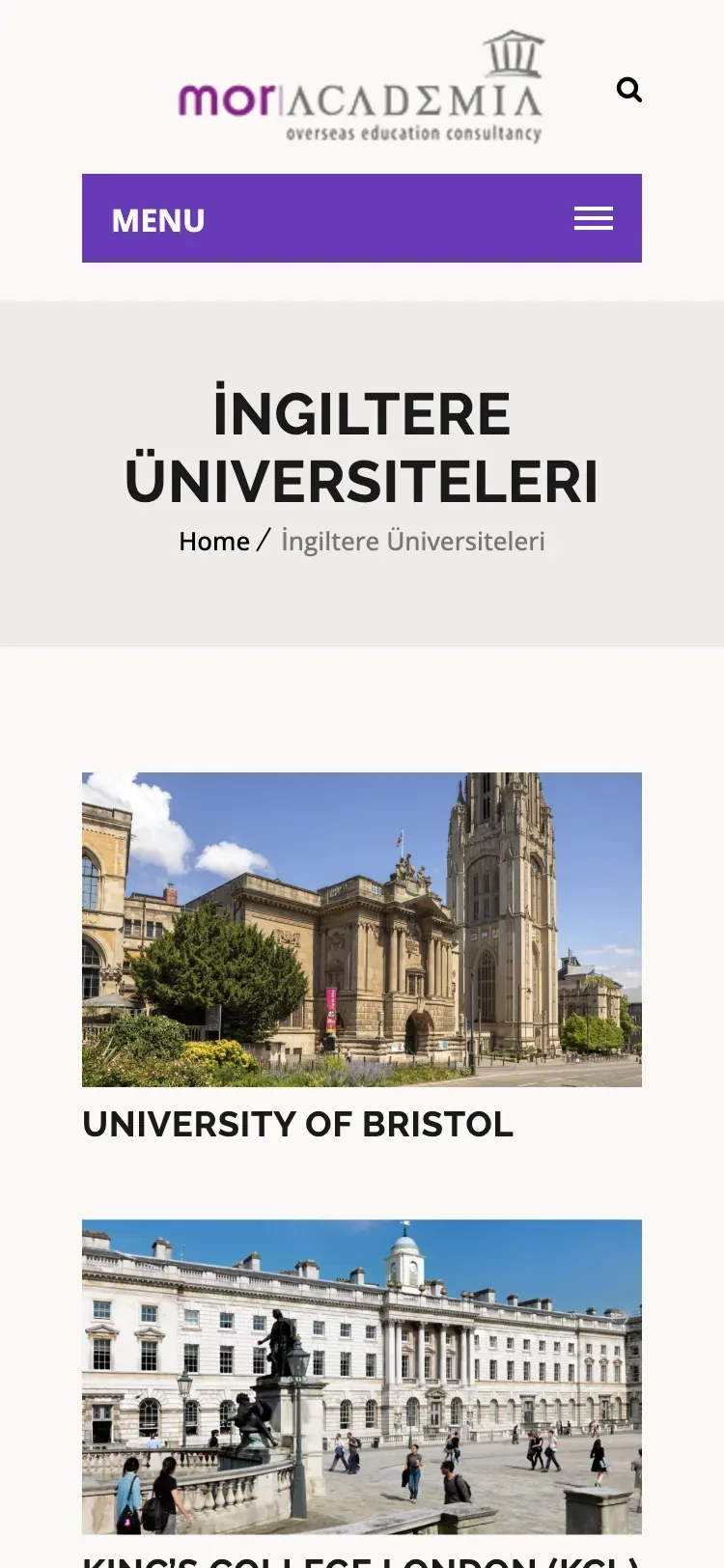 Mor Academia mobil: İngiltere Üniversiteleri