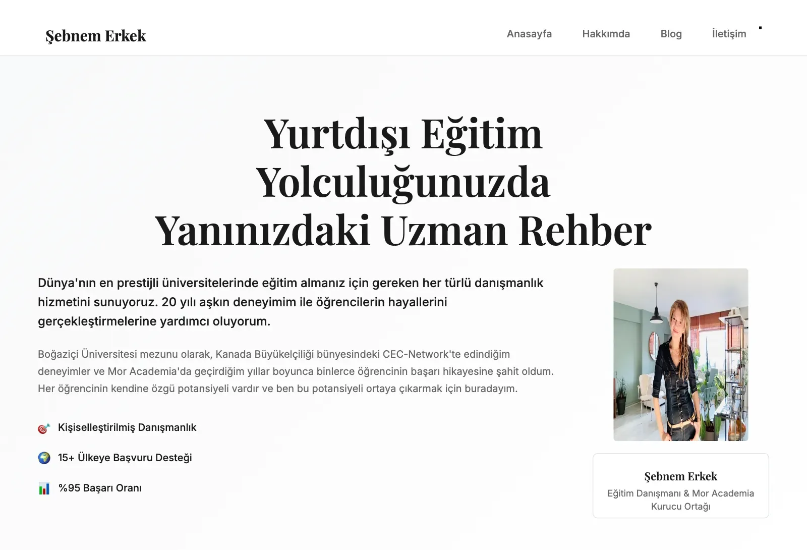Şebnem Erkek anasayfası, üst bölüm